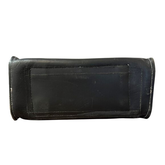 Elegant Black and Tan Leather Satchel - Picture 9 of 10